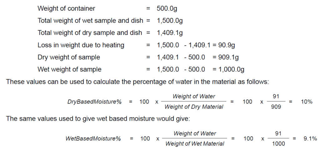 Moisture calculation